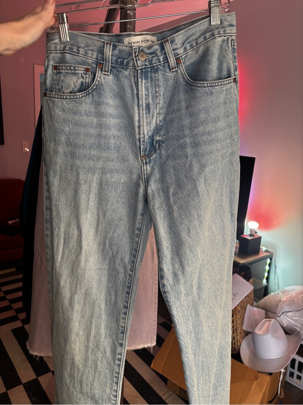 Denim Forum Light Blue High-Rise Straight Jeans